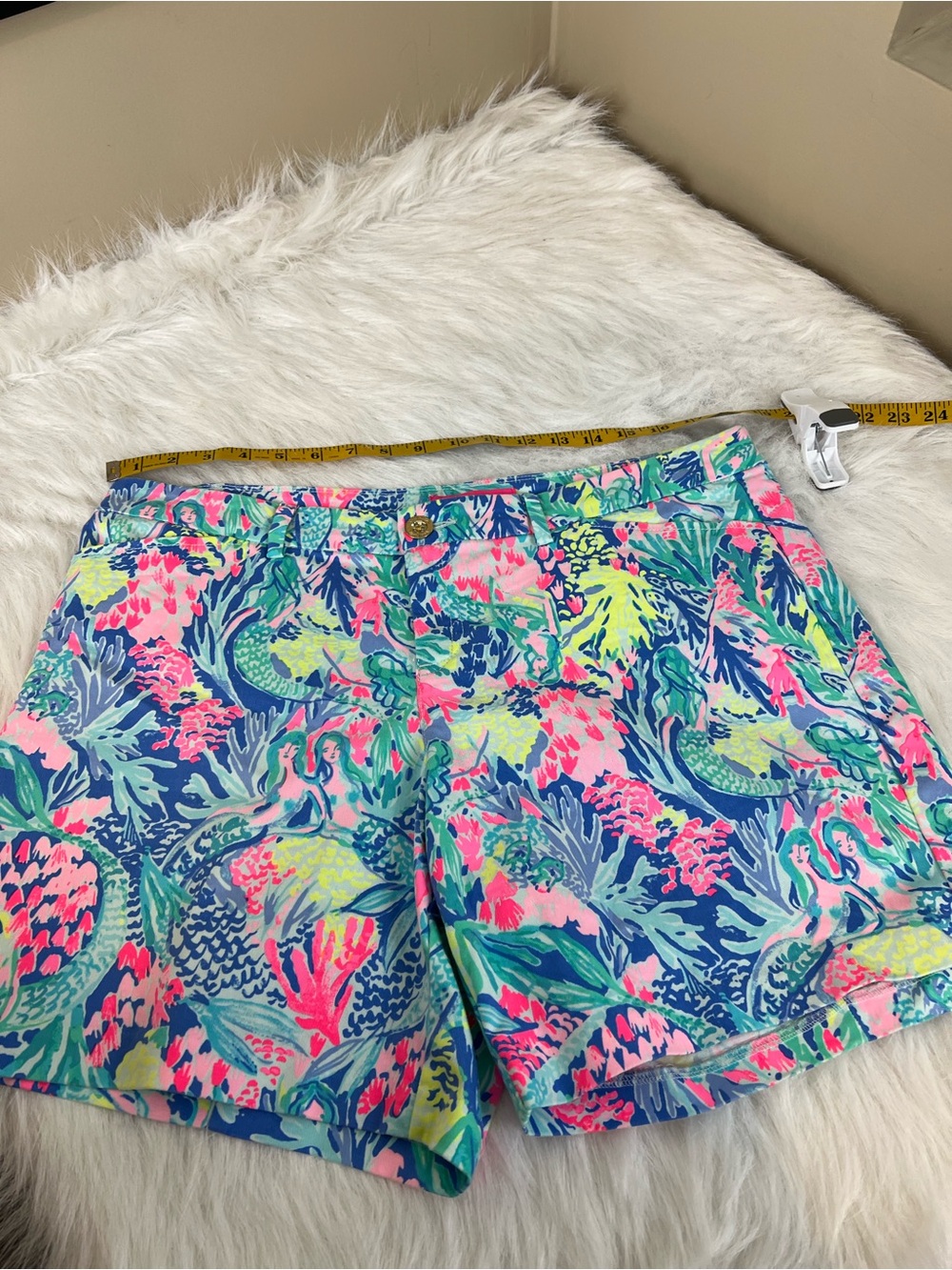 Lily Pulitzer mermaid cove size 14 Printed Cotton-Blend Shorts - Pink & Blue - Picture 7 of 15